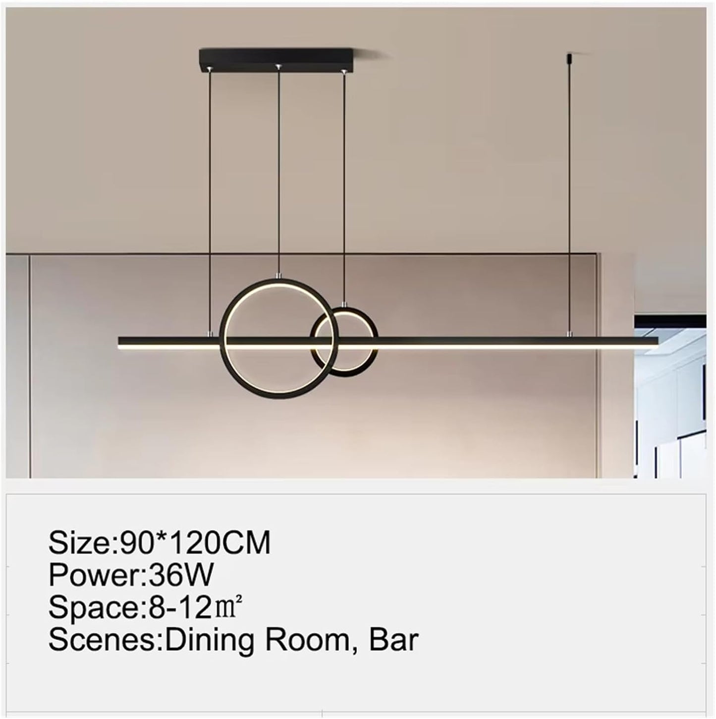 LED Chandeliers Kitchen Modern Hanging Lamp Minimalist Long Pendant Light Table Dining Room Office Hanging Lamp Black Smart Lighting