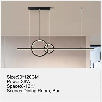 LED Chandeliers Kitchen Modern Hanging Lamp Minimalist Long Pendant Light Table Dining Room Office Hanging Lamp Black Smart Lighting