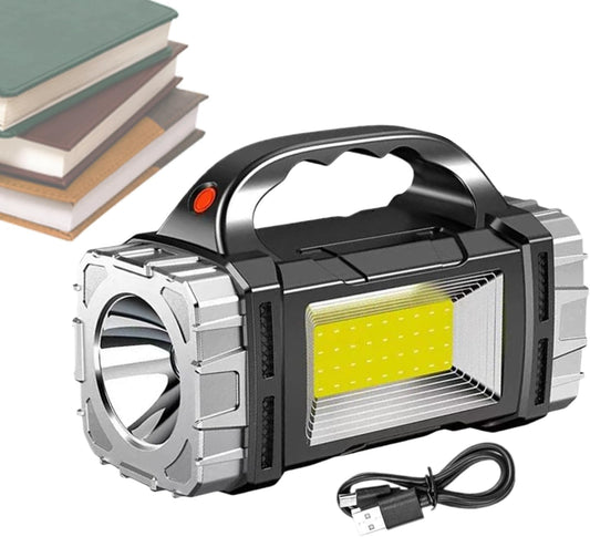 Generico Solar Flashlight, USB Rechargeable Waterproof Torch, Emergencies Power Bank, Rugged Outdoor Gear, Solar-Powered LEDs Light for Hiking, Camping, Survival, Travel, Work Situations