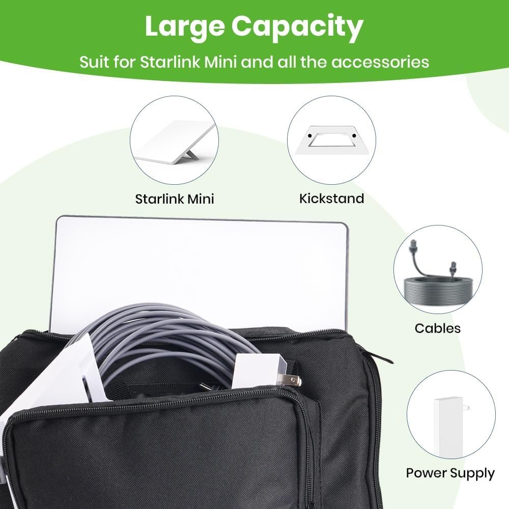 XTAR Starlink Mini Satellite RV Carry Bag,Outdoor Travel Bag,Portable Starlink Case, Handbag for Starlink Mini Dish and All Accessories (Black)