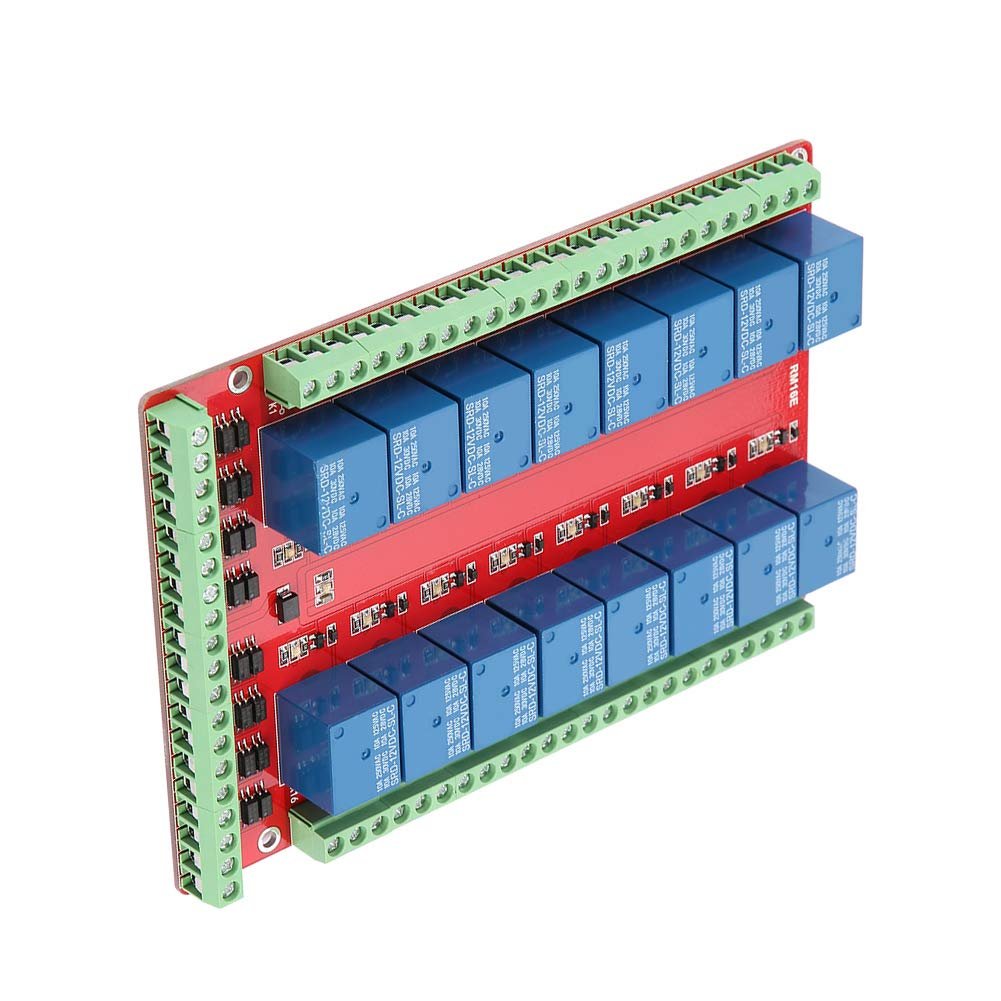 16 Channel Relay Module High/Low Level DC 5/12/24V Isolated Type for Home Automation (DC12V)