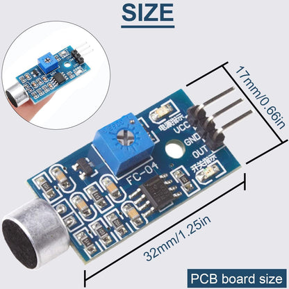 DAOKAI 5PCS Microphone Sensor Module High Sensitivity Sound Detection Sound Sensor Control Switch Module(Blue) 3.3-5V for Arduino with Dupont Cable