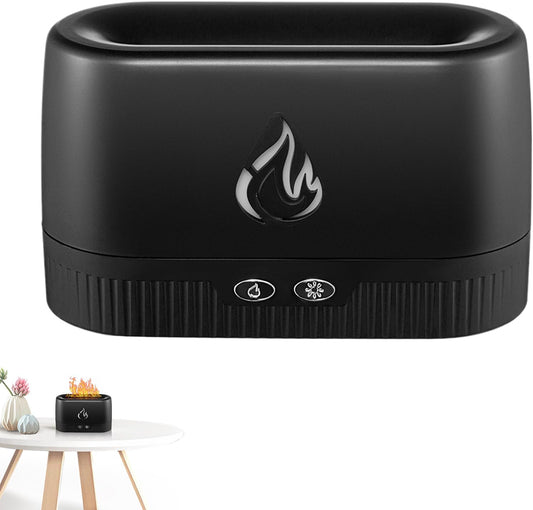 Colorful Flame Diffuser, Aromatherapy Fireplace-Inspired Scented Humidifier, Silent Mist Maker for Home, Bedroom, Offices Relaxation, 6.89x3.11x4.21 inches, White, Black