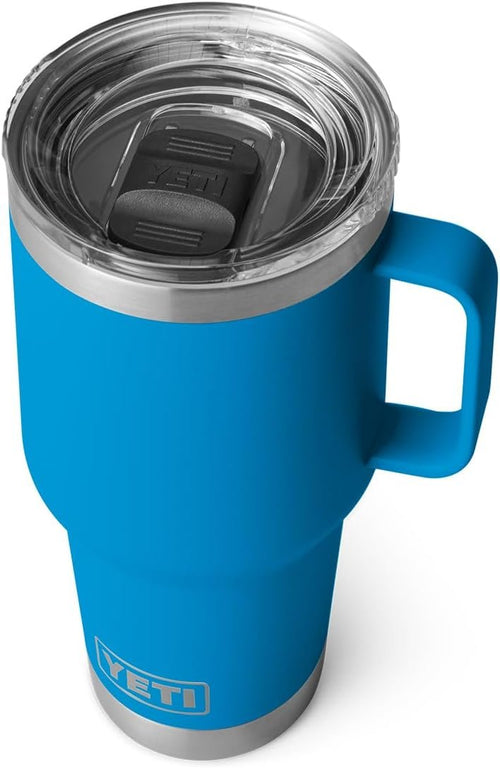 YETI Rambler 30 oz Travel Mug, Stainless Steel, Vacuum Insulated with Stronghold Lid, Big Wave Blue