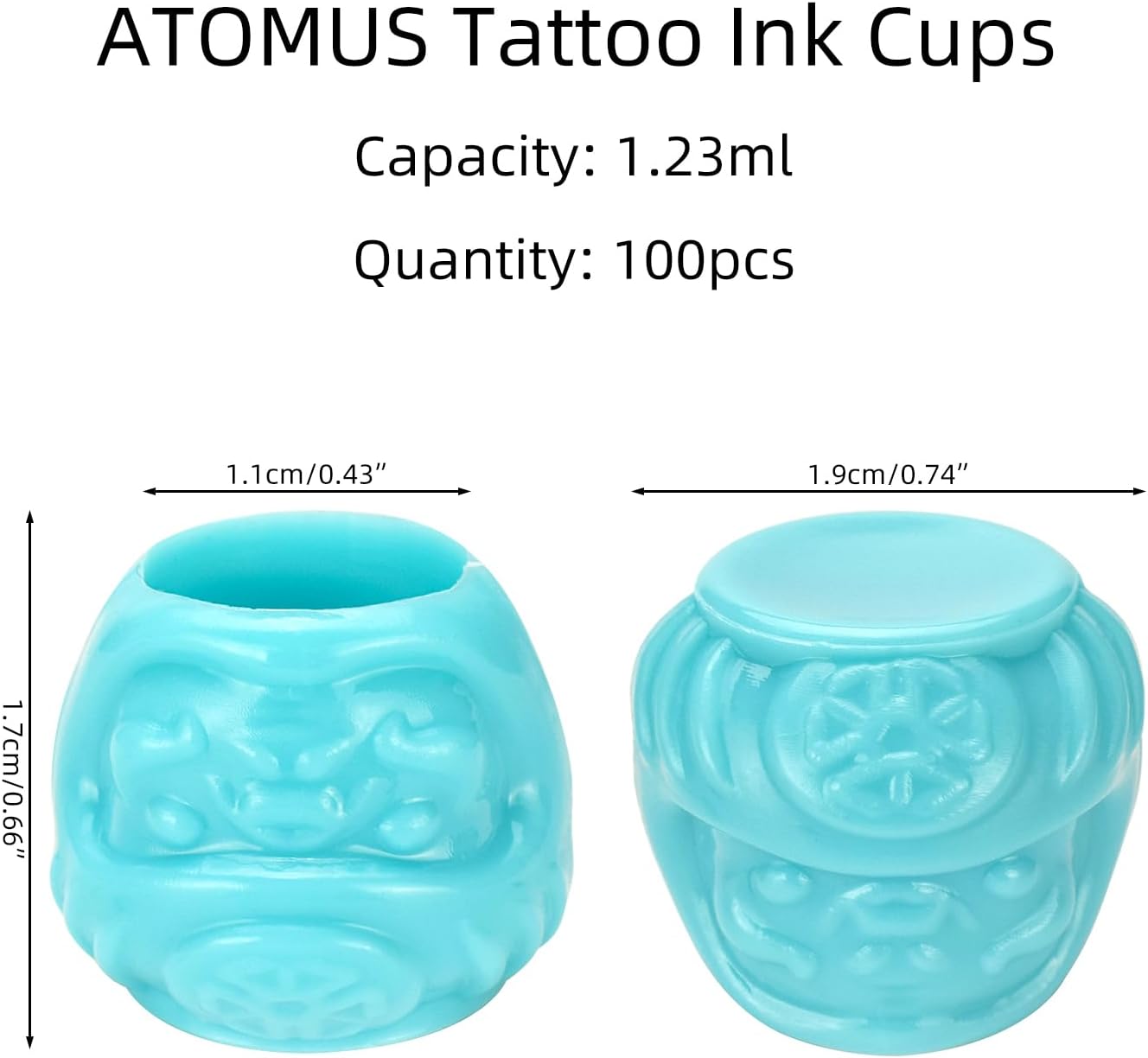 ATOMUS 100 Pieces Blue Disposable Tattoo Ink Cups Pigment Caps Tattoo Permanent Makeup Container Cap for Holding Tattoo Ink Accessories