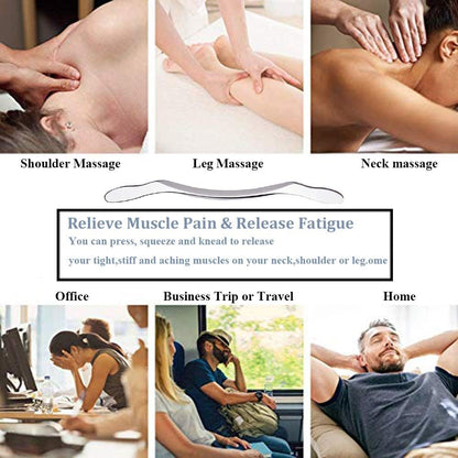 Stainless Steel Gua Sha Scraping Massage Tool - Help Relieve Sore Muscles Great Soft Tissue Mobilization Tool (Long Bar)
