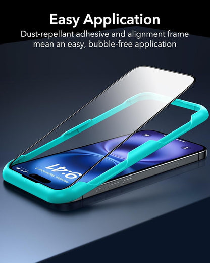 ESR 3 Pack for iPhone 16 / iPhone 15 Screen Protector, Tempered Glass Film with Easy Installation Tool, 9H Hardness, Military-Grade Shatterproof, Full Coverage, HD Clear, Scratch Resistant