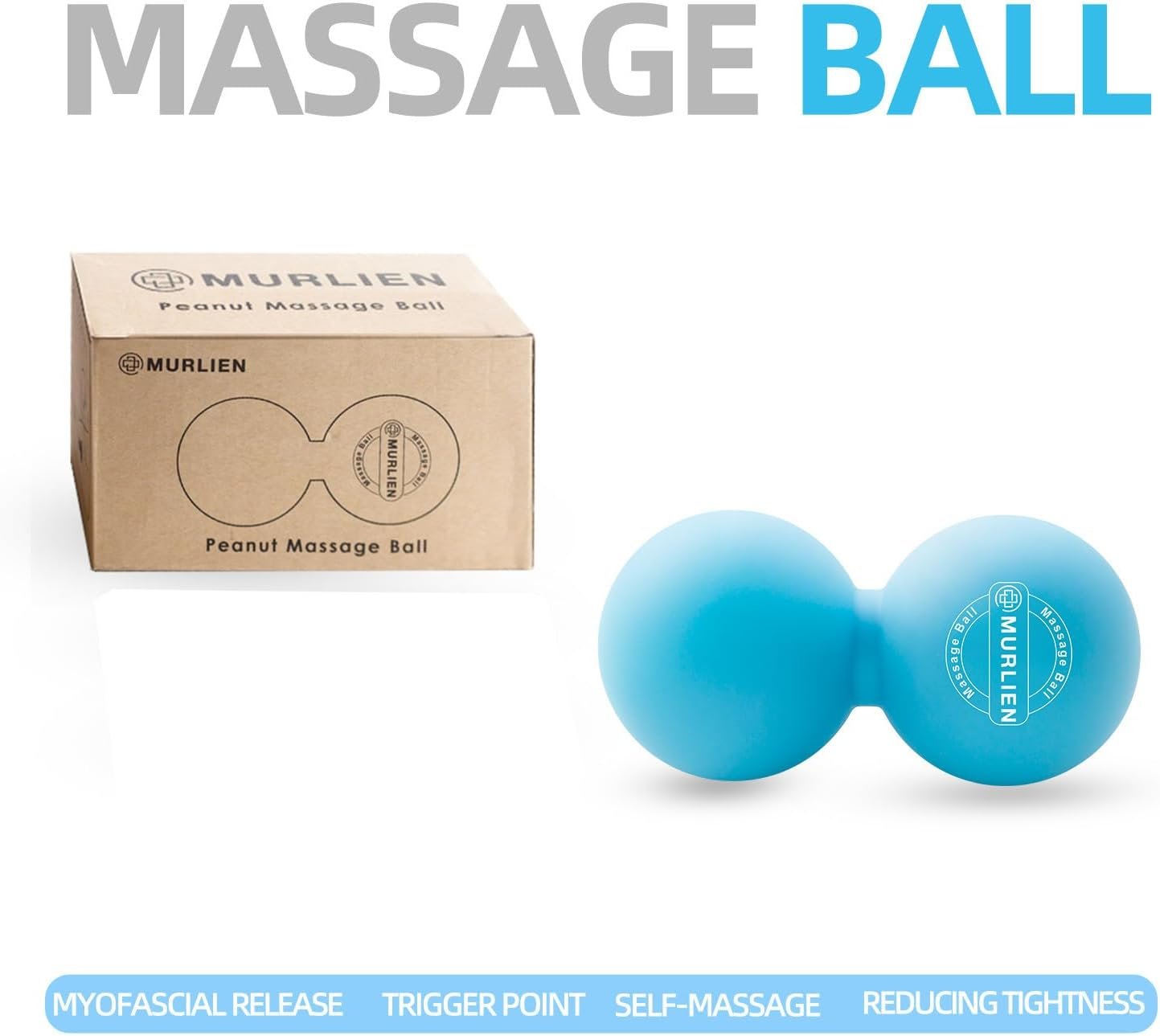 MURLIEN Peanut Massage Ball, Double Lacrosse Massage Ball, Mobility Ball for Physical Therapy, Deep Tissue Massage Tool for Myofascial Release, Muscle Relief, Acupoint Massager - Blue