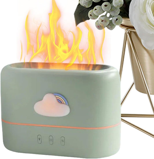 Flame Diffuser, Electric Aroma Diffuser, Odor Eliminator, 6.61x3.15x4.72 inches, Small Humidifier, Scent Decor Accessory, Cool Mist Generator, Ideal for Desk, Yoga Room, Workplace