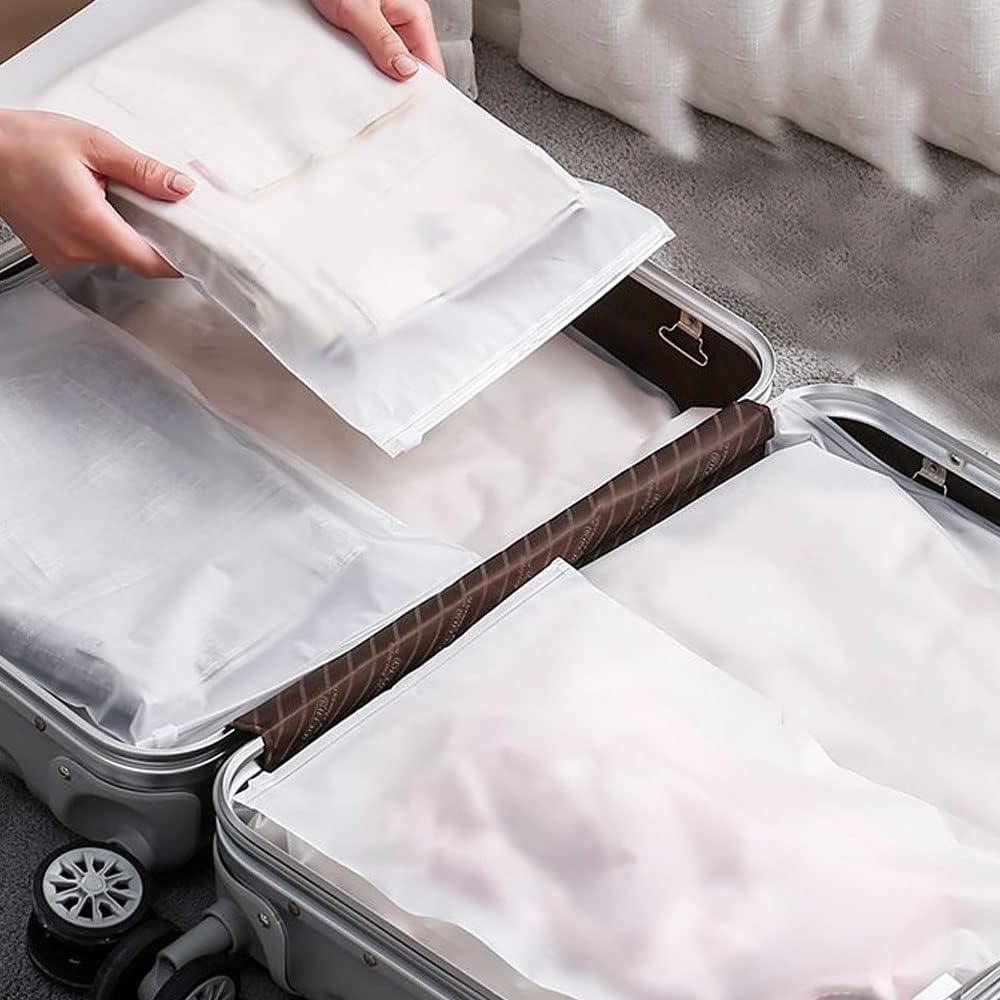 32 Pcs Waterproof Travel Bags with Zip, Multifunctional Storage Bag for Clothes, Shoes, Cosmetics and Baby Accessories - Transparent, Reusable and Resealable