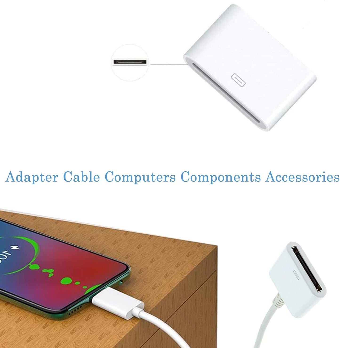 30 Pin to USB C 30 Pin Female to USB 3.1 Type C Male USB-C Adapter Cable Computers Components Accessories (White)