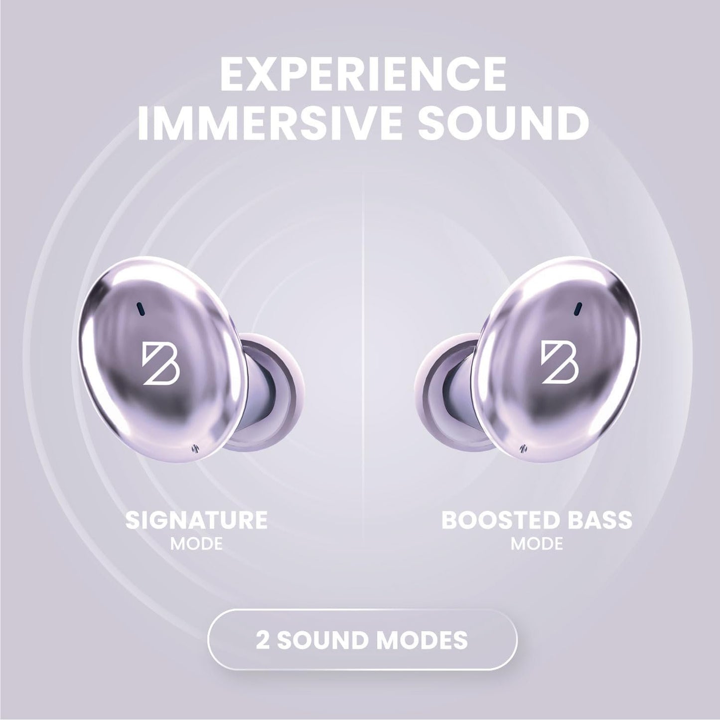 Tempo 30 Wireless Earbuds for Small Ears with Premium Sound, Comfortable Bluetooth Ear Buds for Women and Men, Purple Earphones for Small Ear Canals with Mic, IPX7 Sweatproof, Long Battery, Loud Bass
