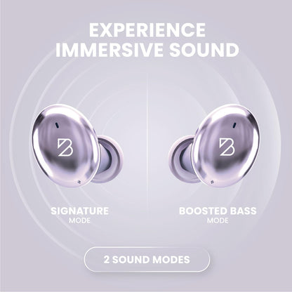 Tempo 30 Wireless Earbuds for Small Ears with Premium Sound, Comfortable Bluetooth Ear Buds for Women and Men, Purple Earphones for Small Ear Canals with Mic, IPX7 Sweatproof, Long Battery, Loud Bass