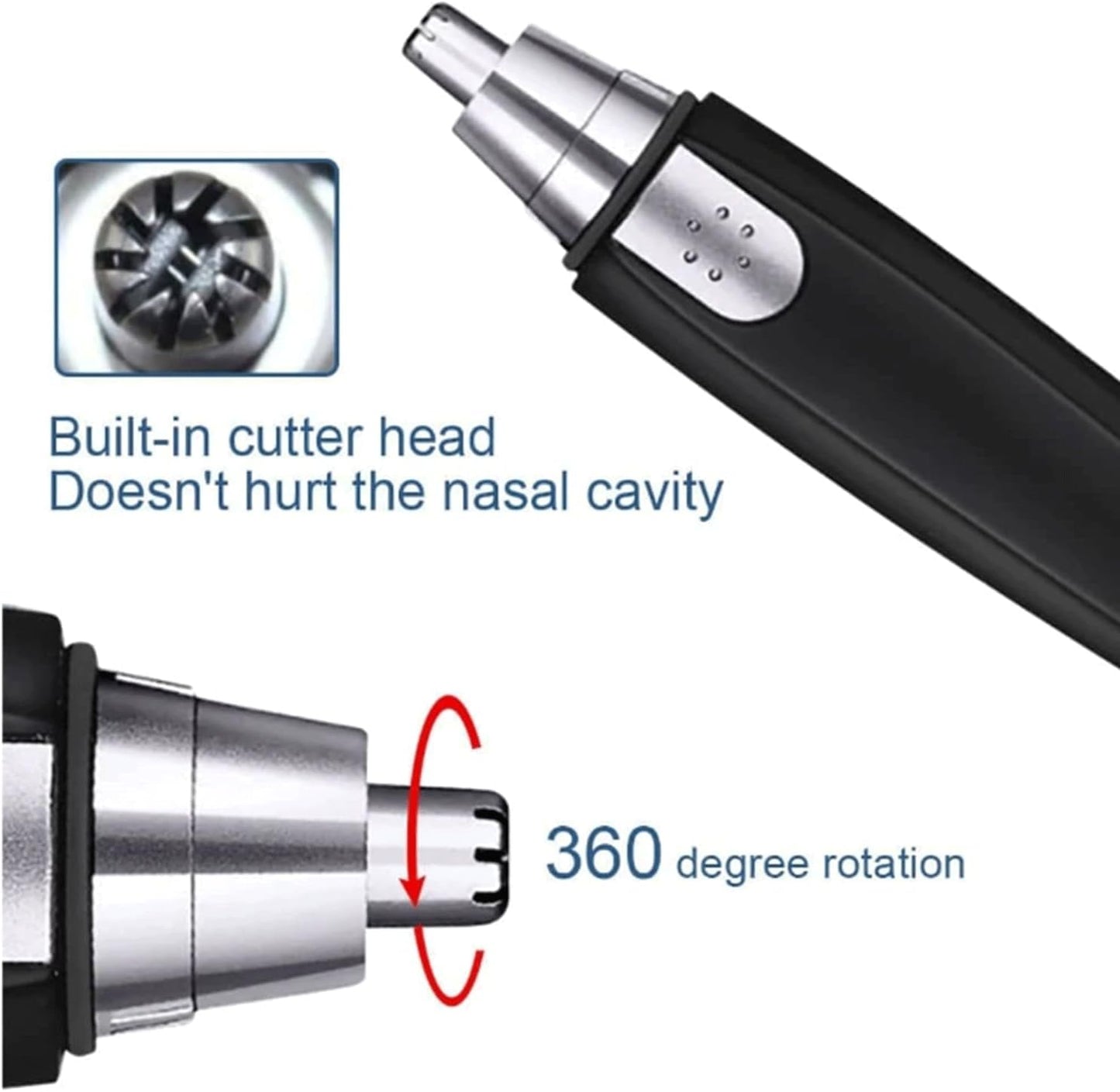 Electric Nose Hair Trimmer, Unisex Nose Hair Cleaning Tool, Black Color Ear & Nose Hair Clipper, Personal Care Tool