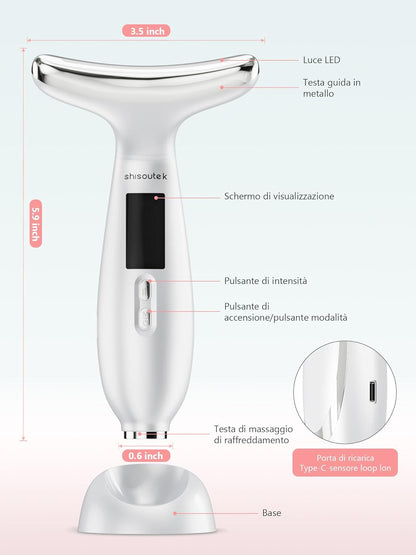 Electric Lifting Face Massager Anti-Wrinkle: Beauty Device at 5°C Cold and 45°C Hot Therapy - Face Massager with 6 Modes 4 LEDs - EMS Lifting Gua Sha Massage Firming Neck Face