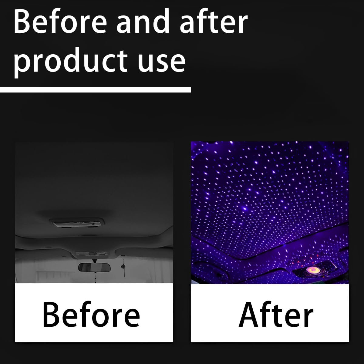 TSUGAMI Car Roof Star Night Light, Portable USB Flexible Interior Lamp, Auto Rotation Breathing and Sound Activated LED Romantic Projector, Plug and Play Ceiling Light for Car Party Decoration (Blue)