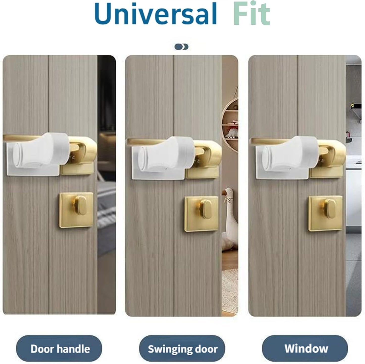 Leyatry Child Safety Locks for Doors. Baby Proof Door Handle Lever, Toddler Lever Locks,3M Adhesive no Tools Need or Drill (White, 4 Pack)