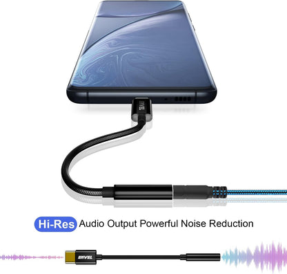 ENVEL USB C to 3.5 mm Headphone Jack Adapter, Type C to 3.5mm Audio Stereo DAC Chip Cable Compatible with Phone 16 Pro Max/16 Pro/16 Plus Pixel4 Galaxy S25 24 S23 S22 S10 S9 OnePlus 9 8T 7T Black