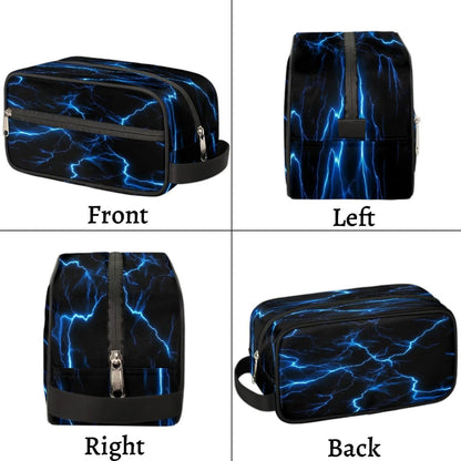 Blue Lightning Bolt Hanging Toiletry Bag,Travel Hygiene Kits for Boys Mens,Waterproof Makeup Carry-on Bags,Cosmetic Bag,TSA Approved Shave Dopp Kit for Toiletries Shower Bathroom Accessories Gifts,