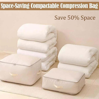 Peliaral Ultra Space Saving Compression Organizer, Implicationi Self Compression Storage Bags, Moisture-Proof Packing Cube, Heavy Duty Moving Bags for Bedding, Clothes & Travel (Beige,XL)