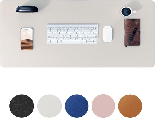 Da Beryl Premium Leather Desk Pad - Multipurpose, Waterproof, Non-Slip & PU Protective Desk Mat for Office, Home, Laptop & Workspace Organization (Eggshell, 35.4in x 17.4in)