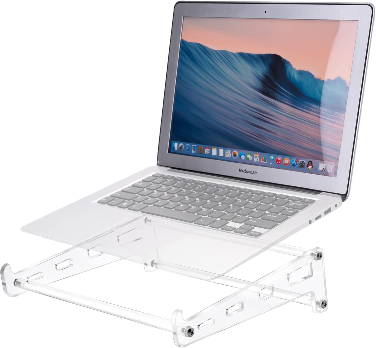 QUPIVA Acrylic Laptop Stand for Desk, Clear Ventilated Computer Stand Holder for Desk, Ergonomic Acrylic Sturdy Laptop Riser Compatible with MacBook Air Pro Dell Lenovo Thinkpad ASUS 9-16 Inch