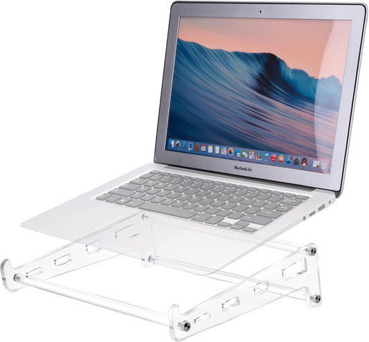 QUPIVA Acrylic Laptop Stand for Desk, Clear Ventilated Computer Stand Holder for Desk, Ergonomic Acrylic Sturdy Laptop Riser Compatible with MacBook Air Pro Dell Lenovo Thinkpad ASUS 9-16 Inch