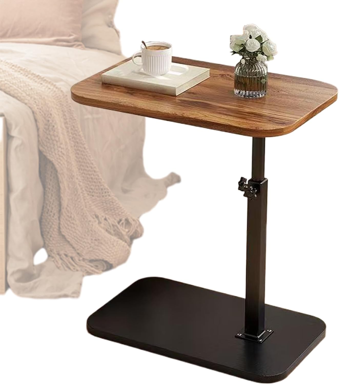 Tavolo a C con scrivania girevole a 360°, tavolini piccoli salvaspazio, adorabile mobile regolabile per soggiorno, camera da letto, divano, comodino o studio, scrivania ideale per laptop, piccoli