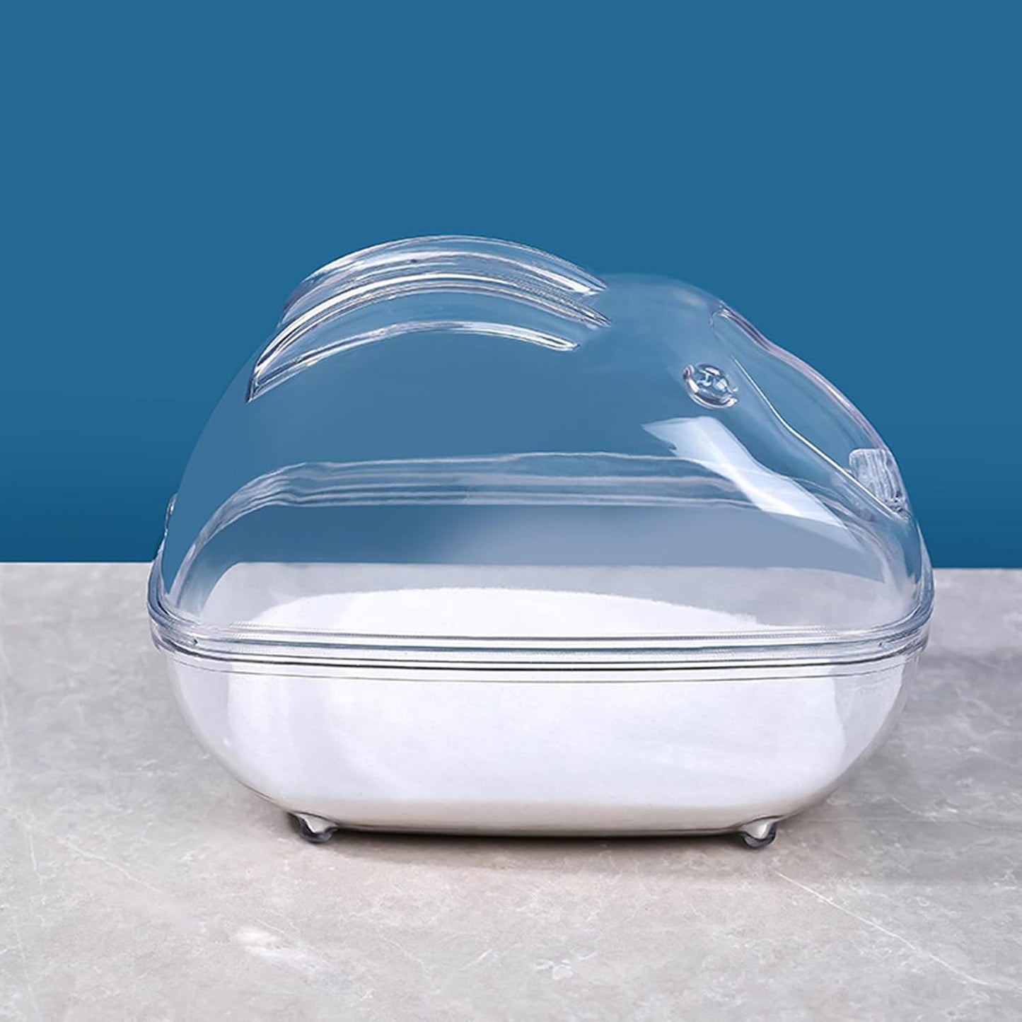 Criceto Sand Bath Container, Gerbil Bathroom Box, Clear Cinchilla Bathtub, Spacious Small Animal Bathing Station for Small Pets Grooming and Hygiene, Trasparente,