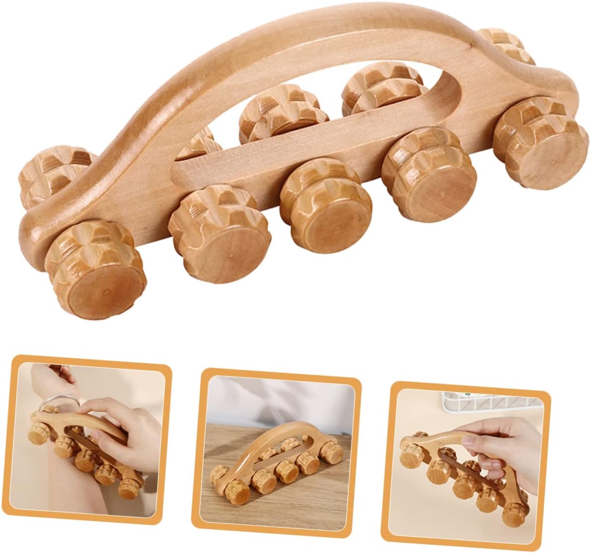 WRITWAA Strumento Di Massaggio a Portatile Manuale Muscolare Muscolo Massaggiatore a Rulli Palla Attrezzo Mano Circolazione Delle Dita Palmare Massaggiante Di Legno