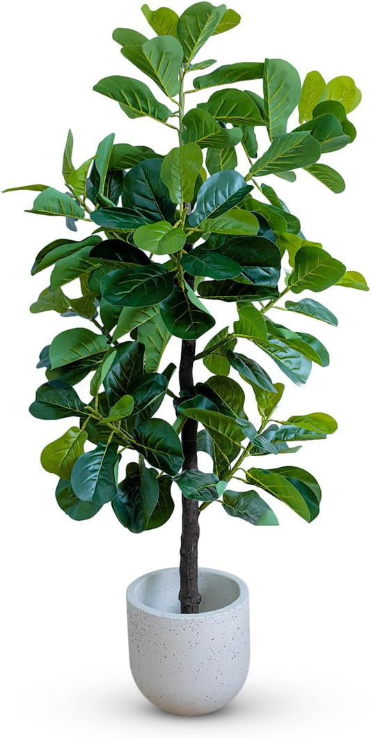 EcoFaux Artificial Fiddle Leaf Fig Tree 160CM Tall, Decorative Faux Plant, Fake Ficus lyrata Silk Trees, Artificial Plants for Home Decor in Office Corner Living Bedroom Kitchen Dining Room