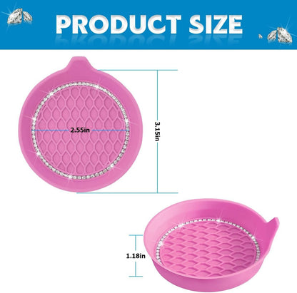TSUGAMI Bling Car Cup Holder Coaster, 4 Pack Universal Insert Coasters with Crystal Rhinestone, Silicone Non-Slip Shockproof Drink Mat, Car Interior Accessories Fashion Decor for Women Girl (Pink)