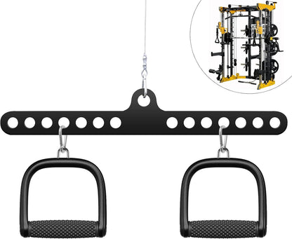 RIMLUFE Double to Single Adaptor Plate LAT T Bar Row Pull Up Down Accessories Tricep Rope Cable Crossover Machine Attachments Workout Weight Spreader Pulley System Landmine D Handles for Home Gym
