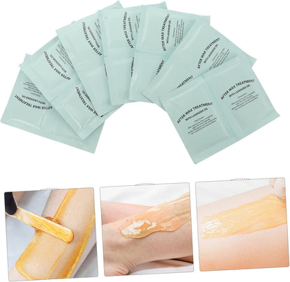 Beavorty 20pcs Post Waxing Essentials Oil Remover Wipes after Wax Remover Waxing Oil Wipes Soft Wax Cleaning Pad