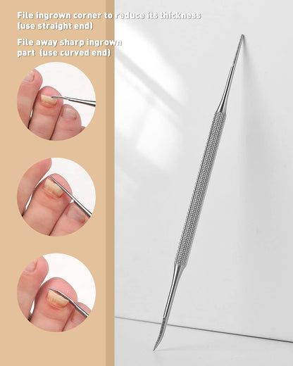 BEZOX Ingrown Toenail Tools Kit - Professional Stainless Steel Toenail Lifter and Thick Toenail File Set for Effective Nail Care