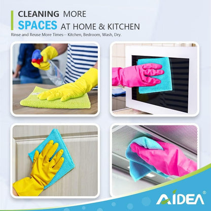 AIDEA Microfiber Cleaning Cloth-100PK, Soft Microfiber Towels for Cars, Absorbent Cleaning Rags, Lint-Free Streak-Free Wash Cloths for House, Kitchen, Window(12in.x12in)