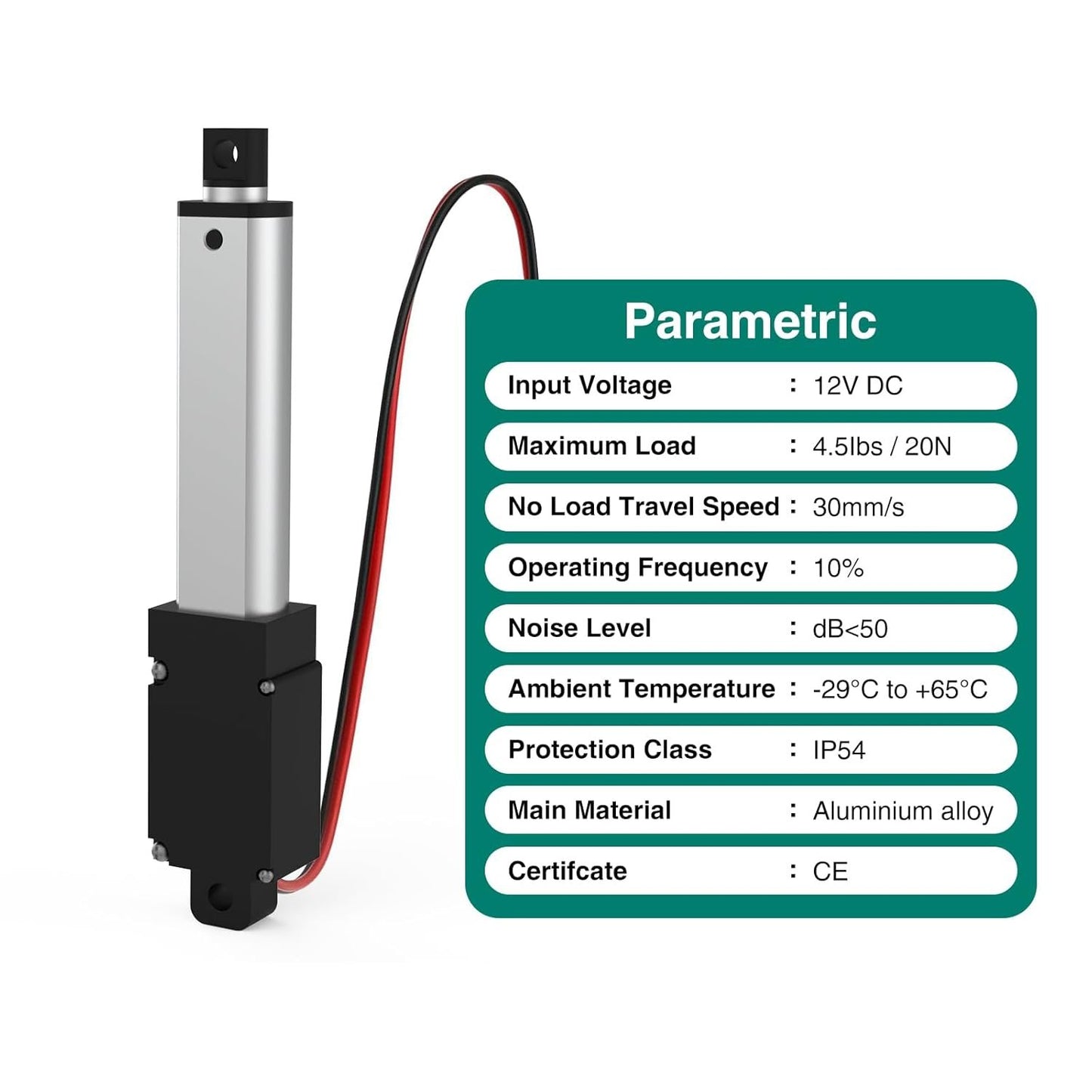 Stroke 75mm 20N 3 Inch Mini Linear Actuator 12V Force 4.5lbs Electric Linear Motion Actuators High Speed 1.2"/sec for Robotics,Home Automation with Mounting Brackets