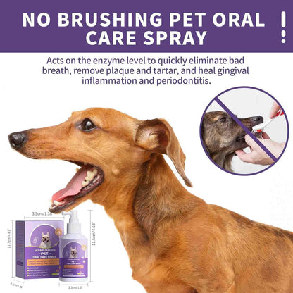 Oral Spray for Dogs, Pet Dental Care without Brushing for Dogs and Cats, Toothpaste Spray for Dogs and Cats for Cleaning Dog Teeth and Dog Breatheat, Pet Dental Spray, Fresh Breath Spray for Dog