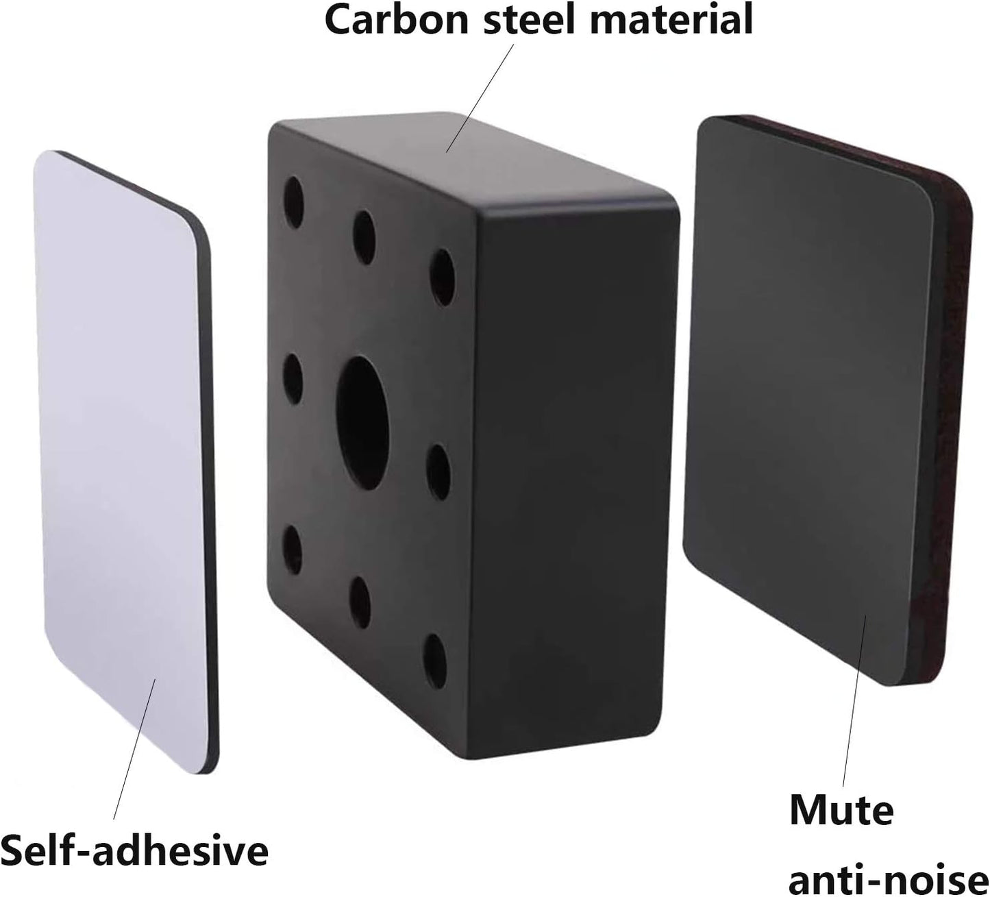 4 Pcs Carbon Steel Square Riser Bed Riser Feet Sticker for Furniture Sofa Table Wardrobe Desk