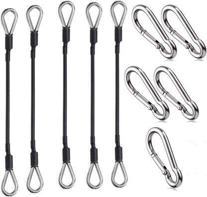 Liyquint 10" Gym Extension Cable，Fitness Extension with Rope Carabiner, Replacement Gym Cables Machine Extension for LAT Pull Down, Tricep Extensions, and Leg Workouts Home Gym Machine Accessories