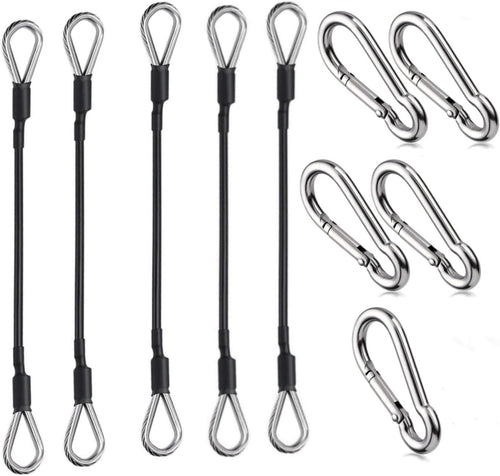Liyquint 10" Gym Extension Cable，Fitness Extension with Rope Carabiner, Replacement Gym Cables Machine Extension for LAT Pull Down, Tricep Extensions, and Leg Workouts Home Gym Machine Accessories