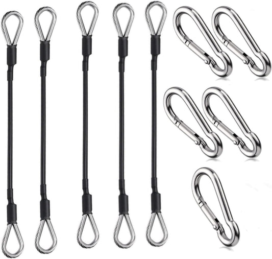 Liyquint 10" Gym Extension Cable，Fitness Extension with Rope Carabiner, Replacement Gym Cables Machine Extension for LAT Pull Down, Tricep Extensions, and Leg Workouts Home Gym Machine Accessories