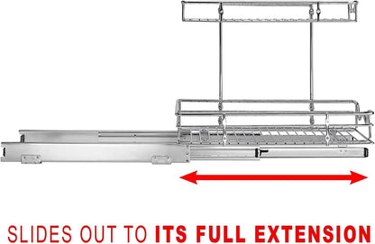 Hold N' Storage Pull Out Cabinet Organizer Sliding Shelf- Heavy Duty Gauge Metal, with 5 Year Limited Warranty- Anti Rust Chrome