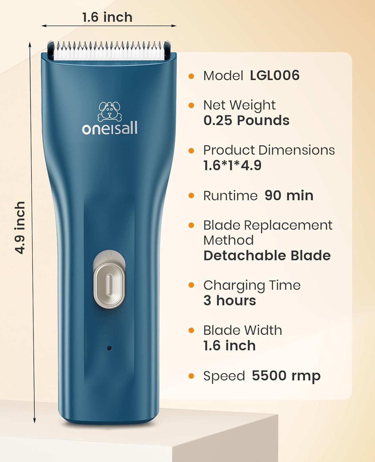 Oneisall Pet Clipper for Cat Matted and Long Hair - Quiet Cordless Shaver With Pet Hair Clippers