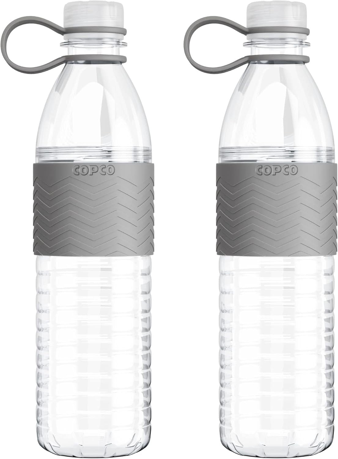 Copco Hydra 20 oz Tritan Water Bottle with Spill Resistant Lid & Non-Slip Sleeve (Set of 2) - BPA-Free, Dishwasher Safe, Fits Cup Holders, Great for Gym, Travel, Office - Durable & Lightweight (Grey)