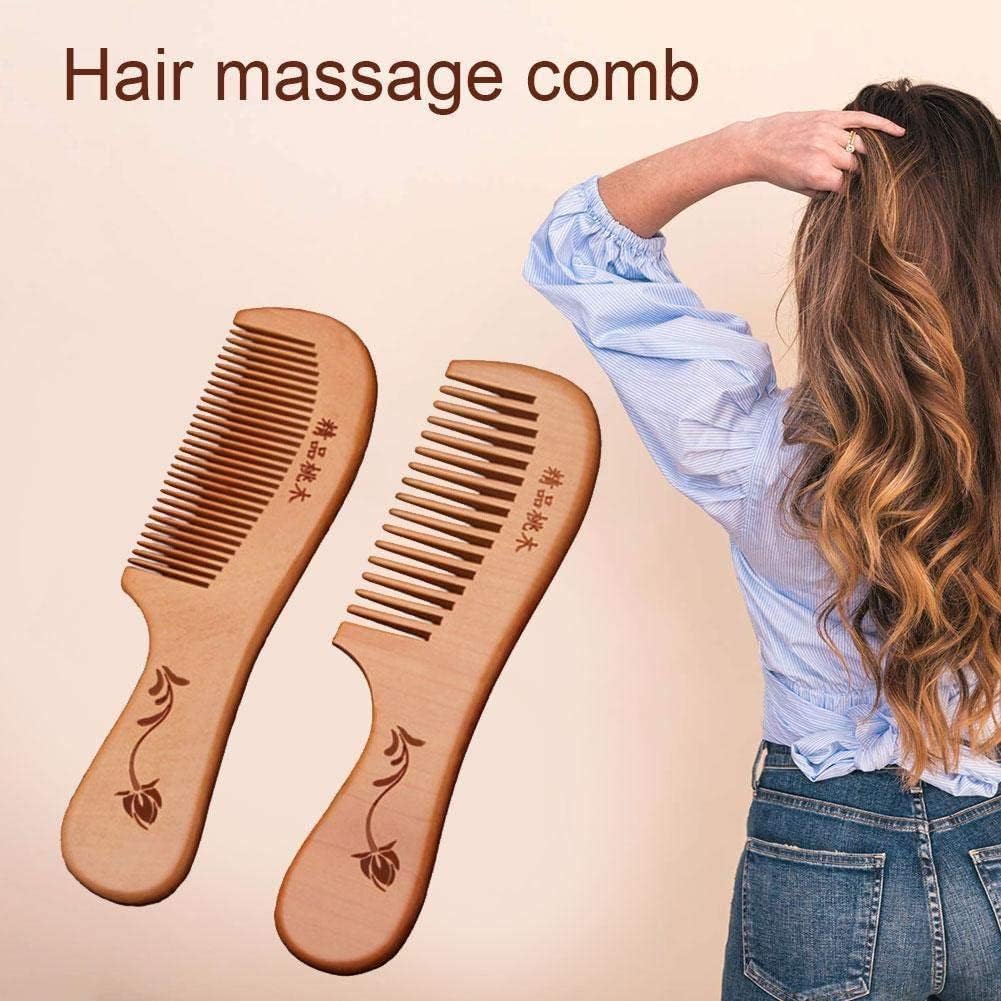 Natural Wooden Wide Tooth Hair Comb Natural Sandalwood Handmade Wood 18cm Floral Print Care Beauty Comb Massage Hair