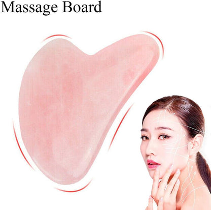 Gua Sha Scraping Tool, Natural Rose Quartz Gua Sha Facial Tools, Skin Care Gua Sha Facial Spa, Guasha Heart Shaped Massage Stone Facial Massager, Rose Quartz Scraping Board Skin Anti-Aging