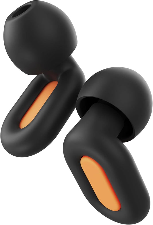 FIKISFA Ear Plugs for Sleeping - 35dB Noise Reducing, Baby-Safe Level Silicone, Custom Fit (8 Tips in XS/S/M/L) - Track-Orange Design for Sleep, Travel, Focus & Concerts