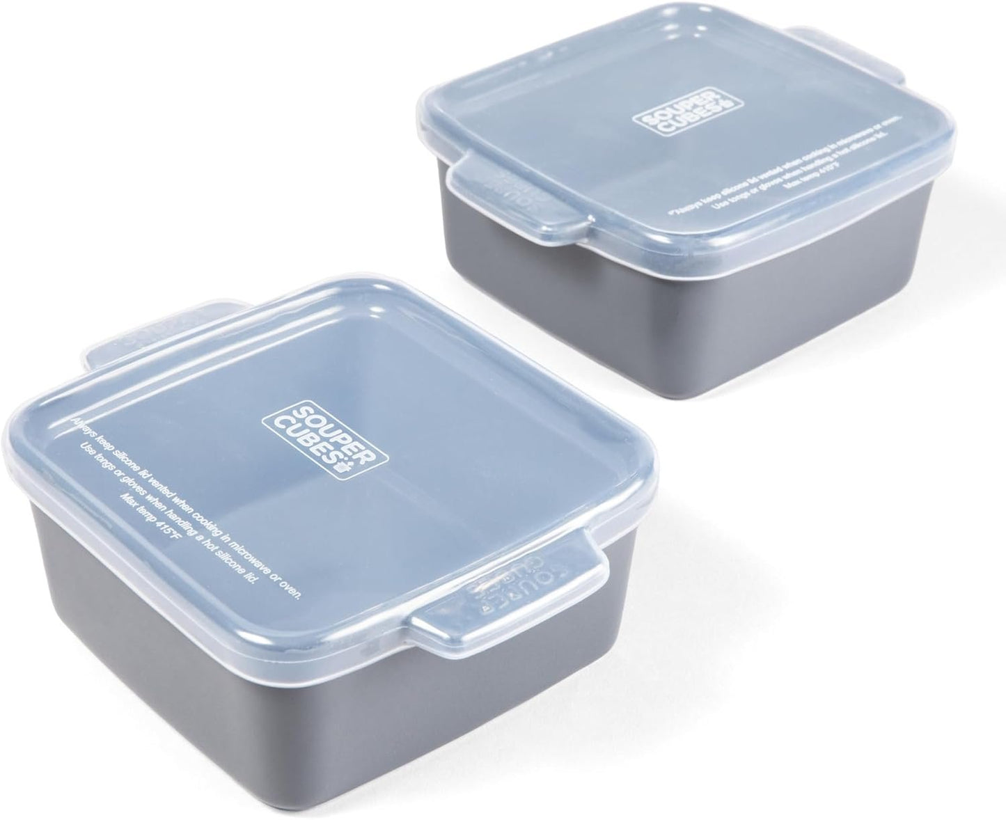 Souper Cubes Stoneware - 5" Square Baking Dish - Ceramic Baking Pan Set - Kitchen Essentials and Bakeware - Set of 2 - Charcoal