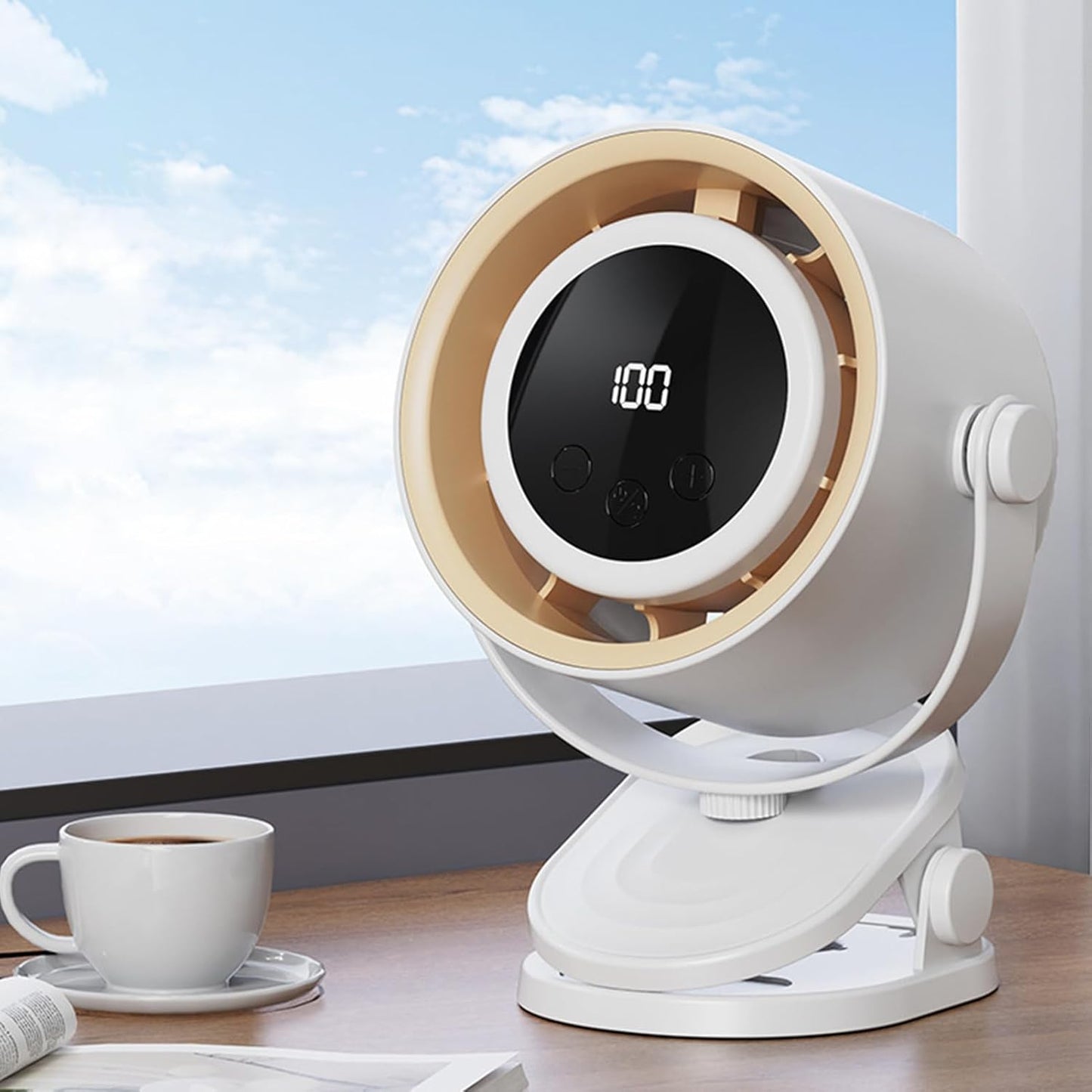 Fan for Desk,Quiet Mini Personal Fan - Bladeless Cooling Electric Tool with Ambience Night Light Personal Use Clip on for Dormitory Home Bedroom Kitchen